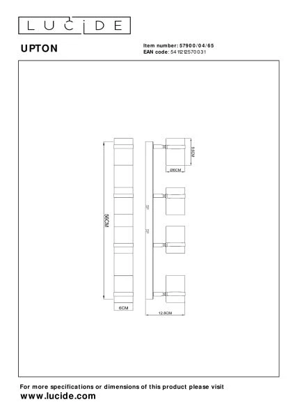 Lucide UPTON - Plafondspot - 4xGU10 - Fumé - technisch